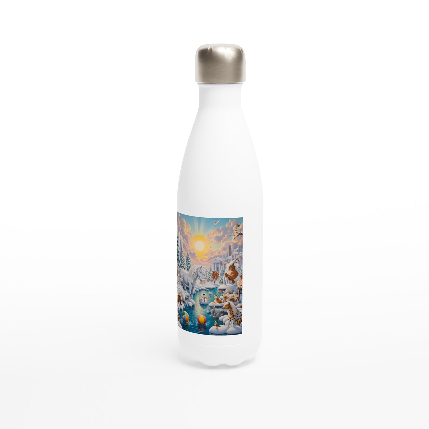 White 17oz Stainless Steel Water Bottle - Winter 66