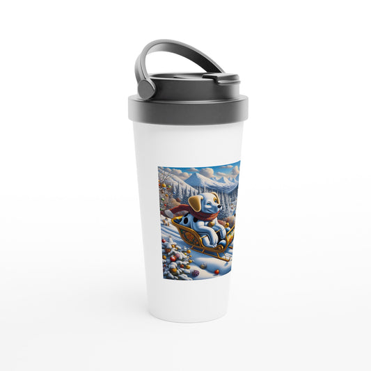 White 15oz Stainless Steel Travel Mug - Winter 142