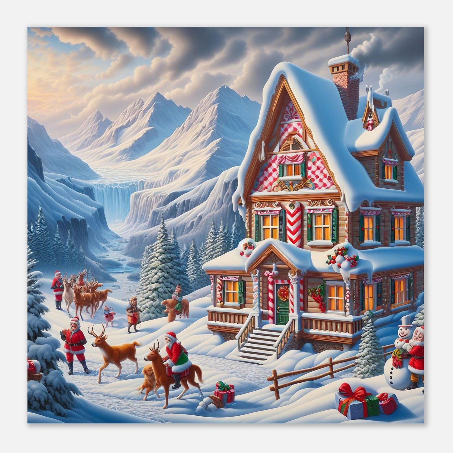 Wall Art - Winter 56 - Cottage and deer