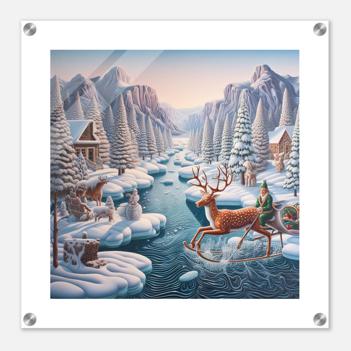 Wall Art - Winter 28 - Deer and Elf