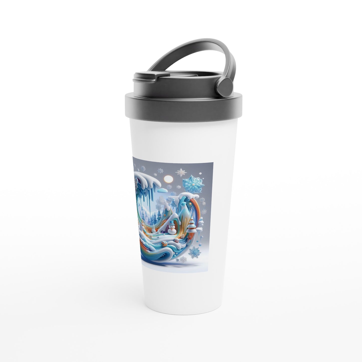 White 15oz Stainless Steel Travel Mug - Winter 85