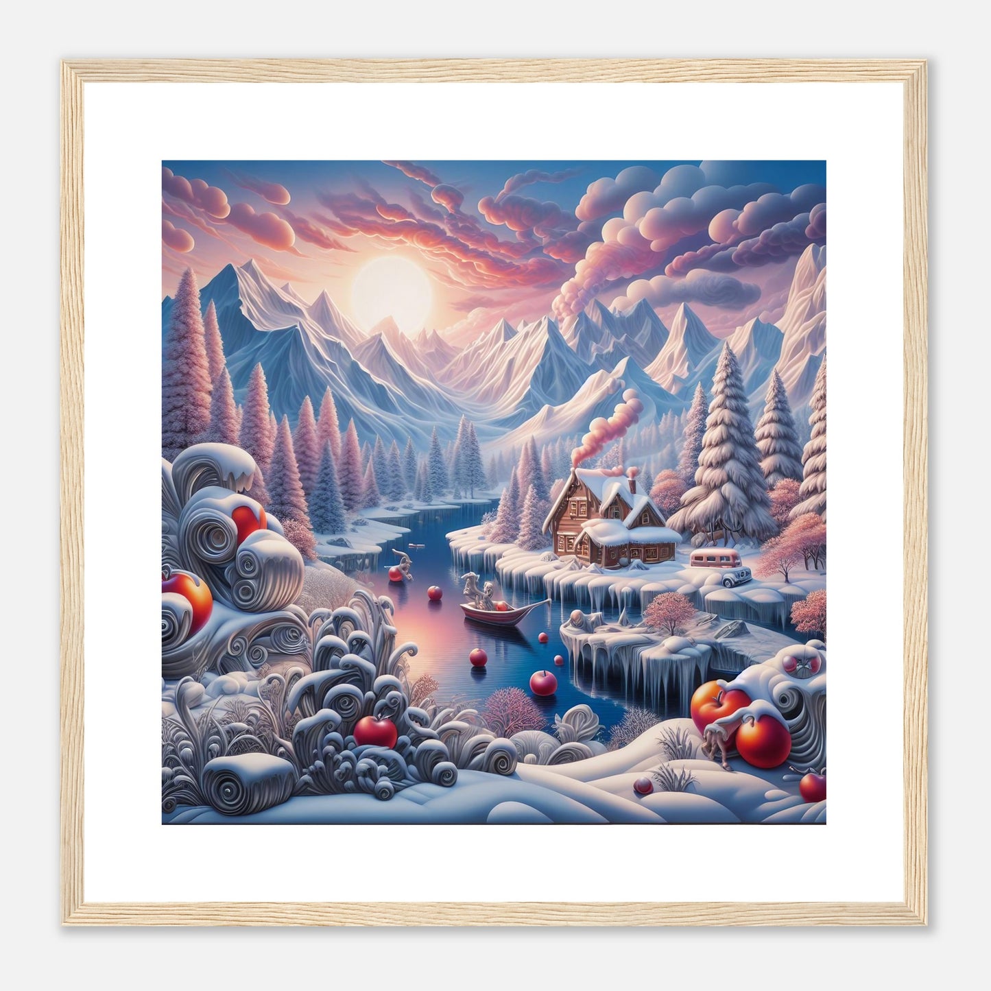 Wall Art - Winter 62 - Small boat on a river