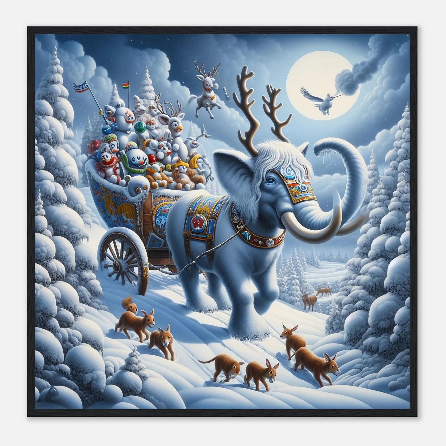 Wall art - Elephant in snow at night