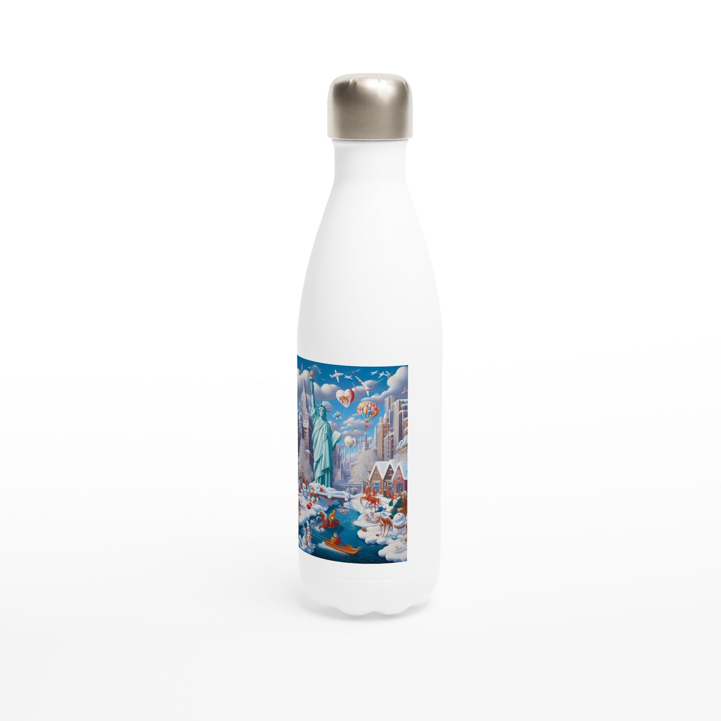 White 17oz Stainless Steel Water Bottle - Winter 144