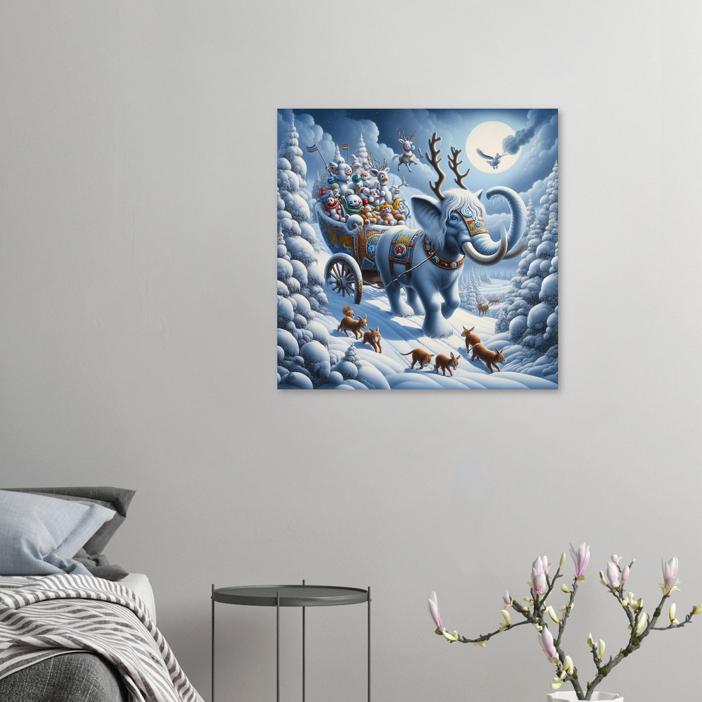 Wall art - Elephant in snow at night