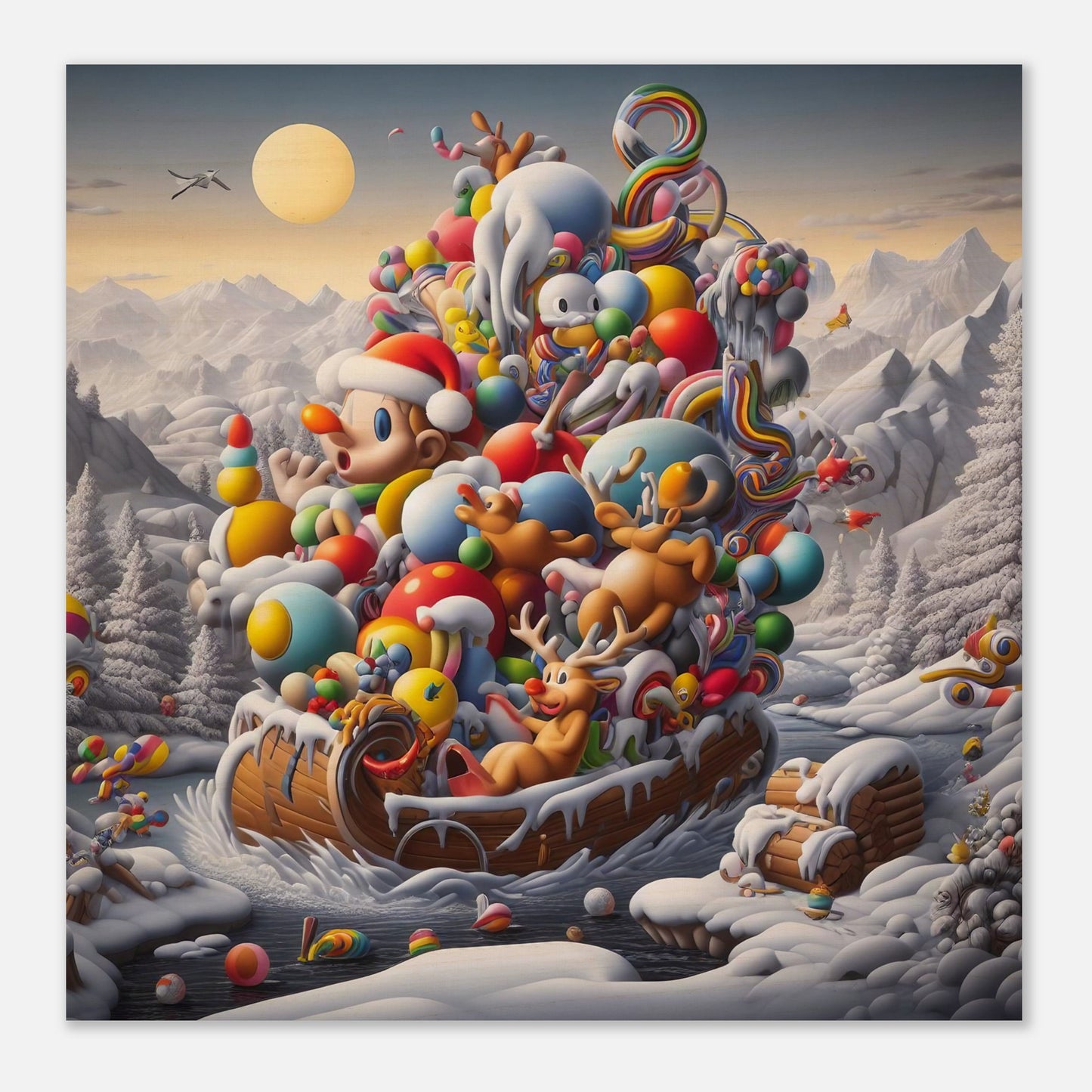 Wall Art - Winter 59 - Boy, Sleigh, Toys