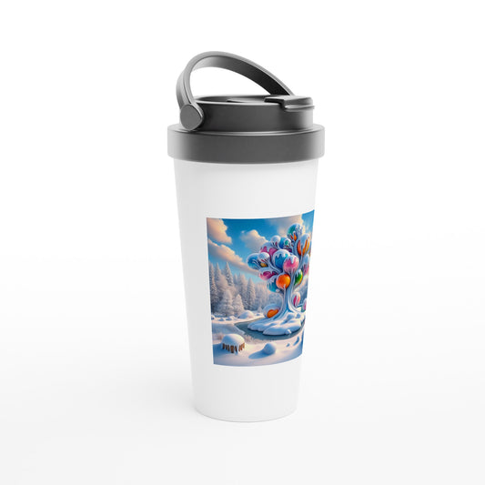 White 15oz Stainless Steel Travel Mug - Winter 78