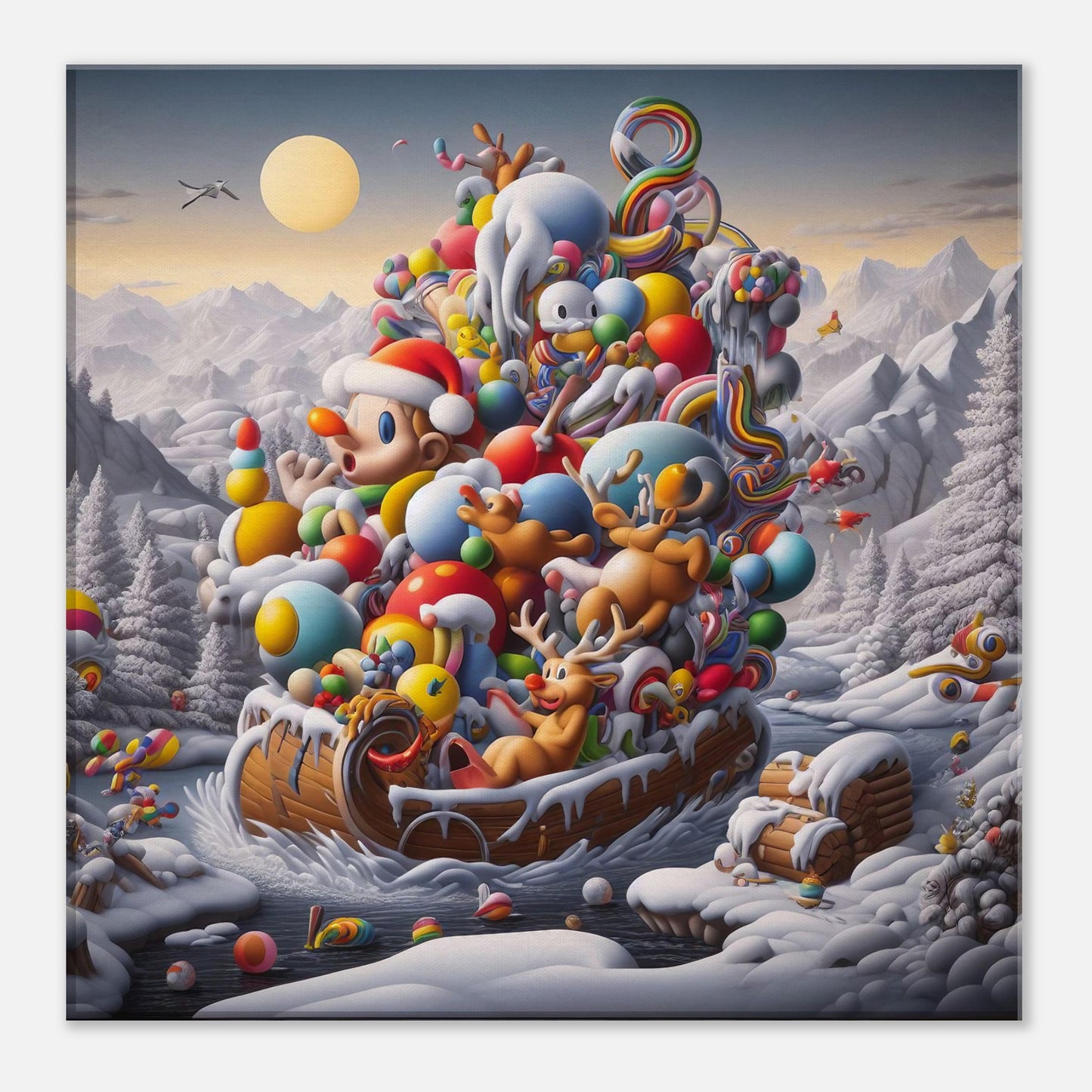 Wall Art - Winter 59 - Boy, Sleigh, Toys