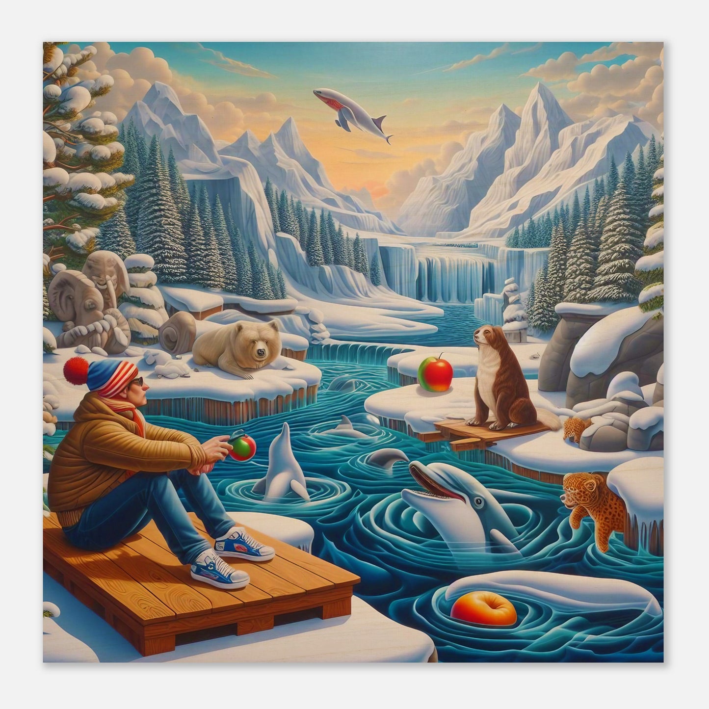 Wall Art - Winter 64 - Man by the river