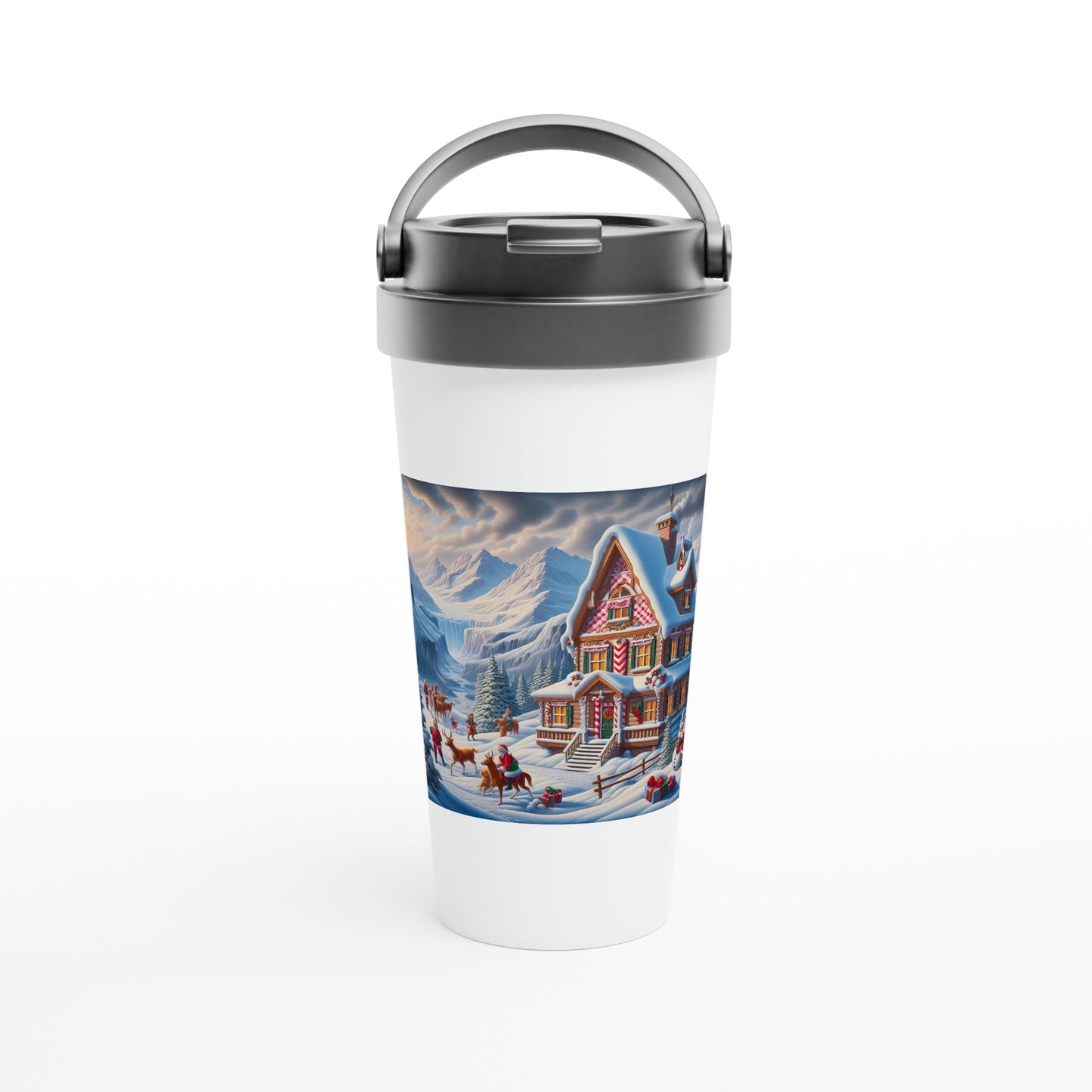 White 15oz Stainless Steel Travel Mug - Winter 56