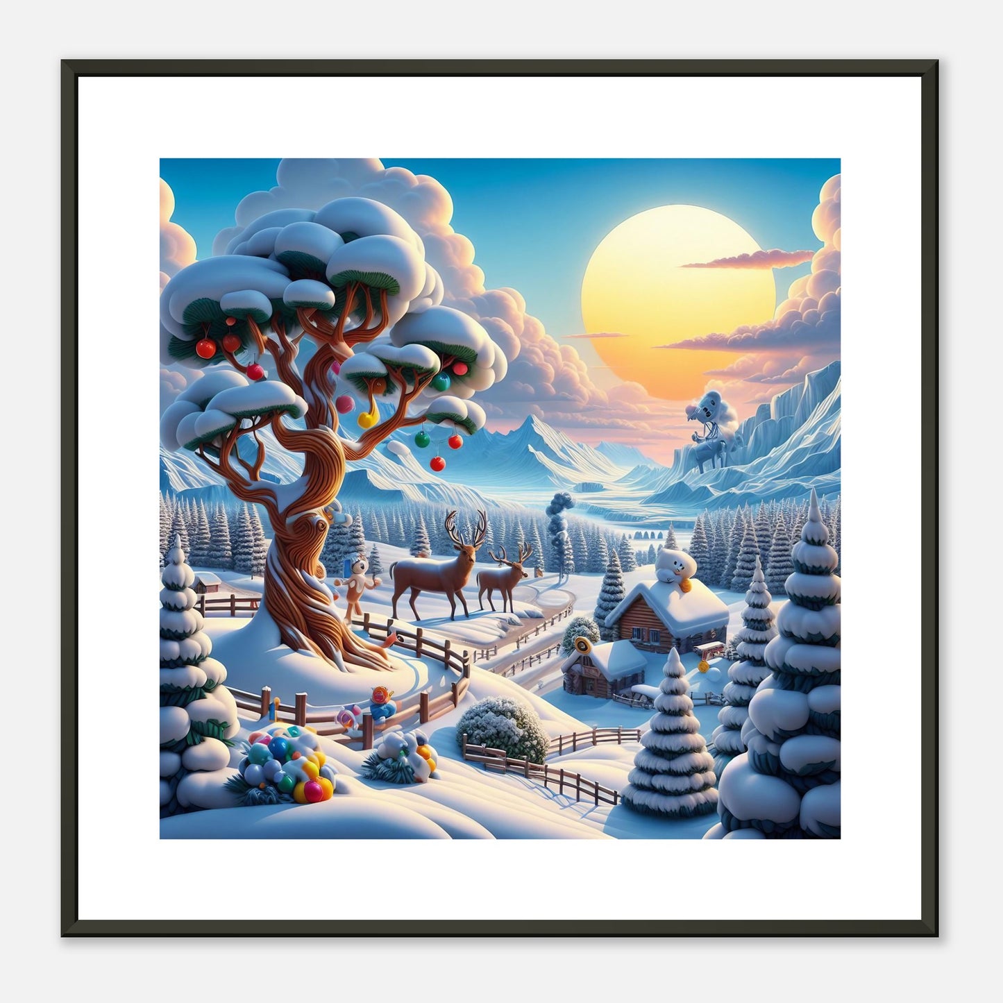 Wall Art - Winter 32 - Deer and tree