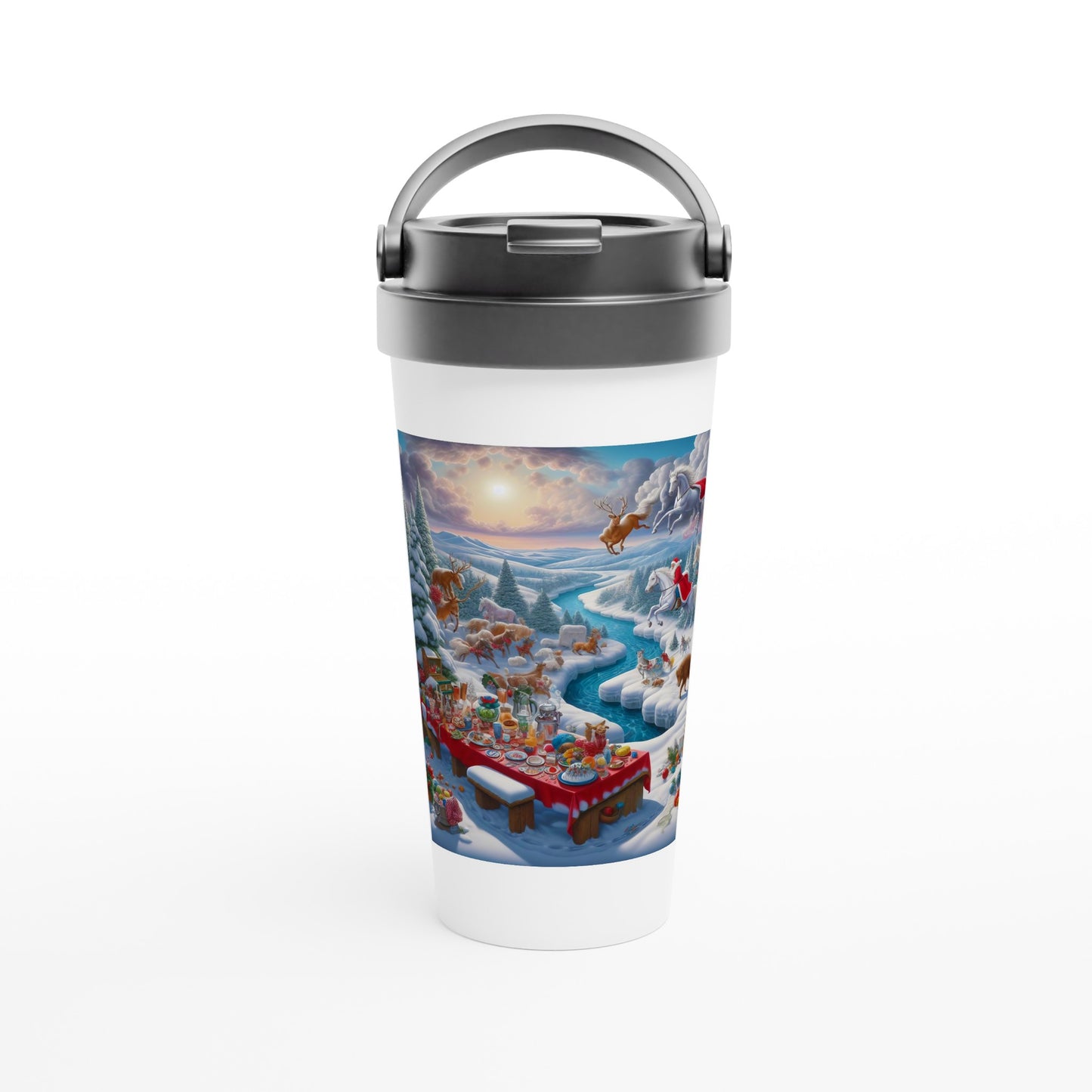 White 15oz Stainless Steel Travel Mug - Winter 143