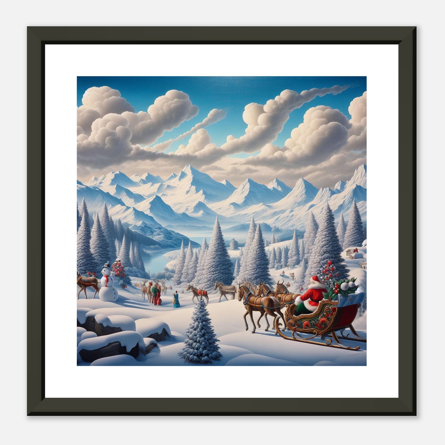 Wall Art - Winter 8 - Santa Claus, Sleigh, Mountains