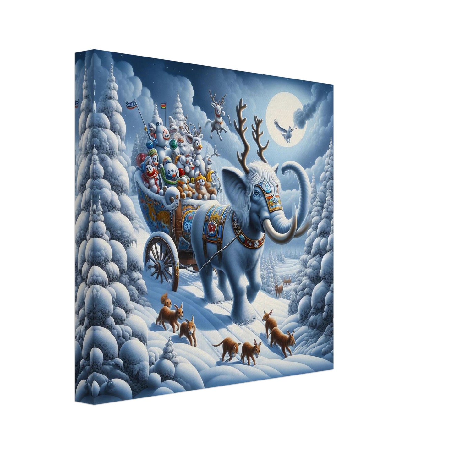 Wall art - Elephant in snow at night