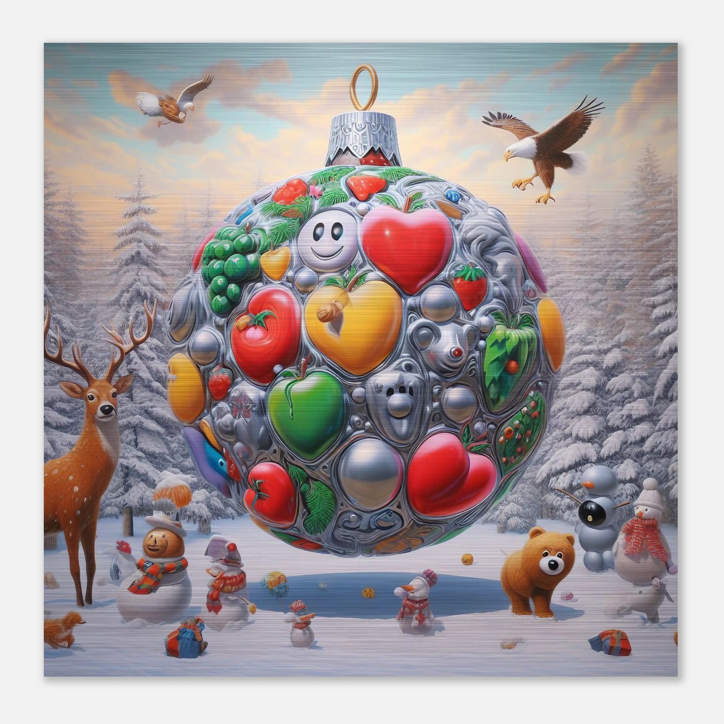 Wall Art - Winter 67 - Christmas ornament and a deer