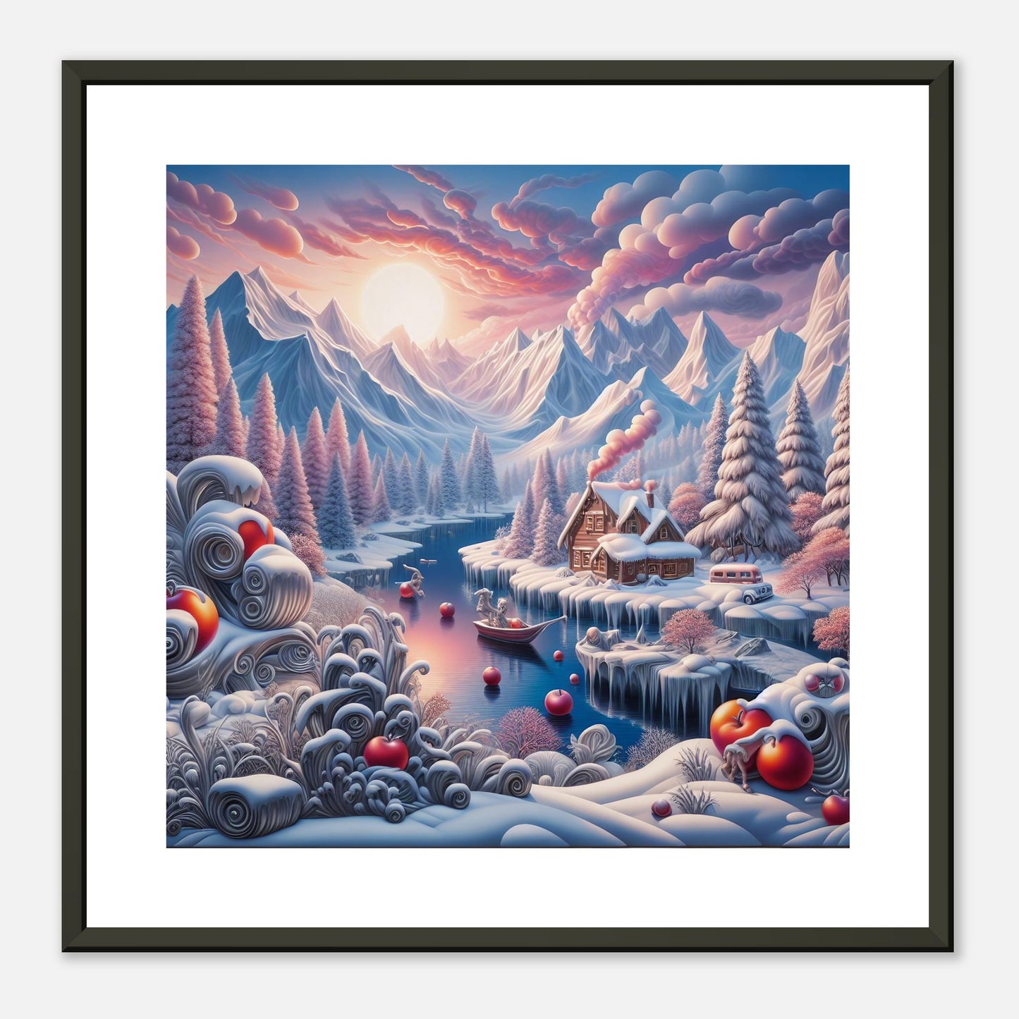 Wall Art - Winter 62 - Small boat on a river