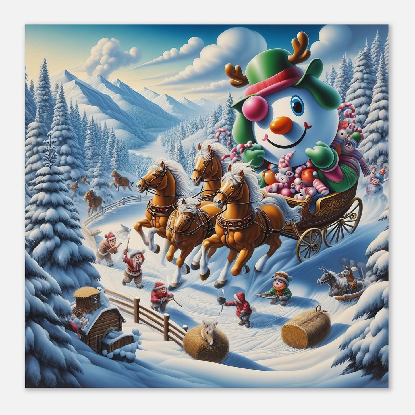 Wall Art - Winter 63 - Snowman in a carriage