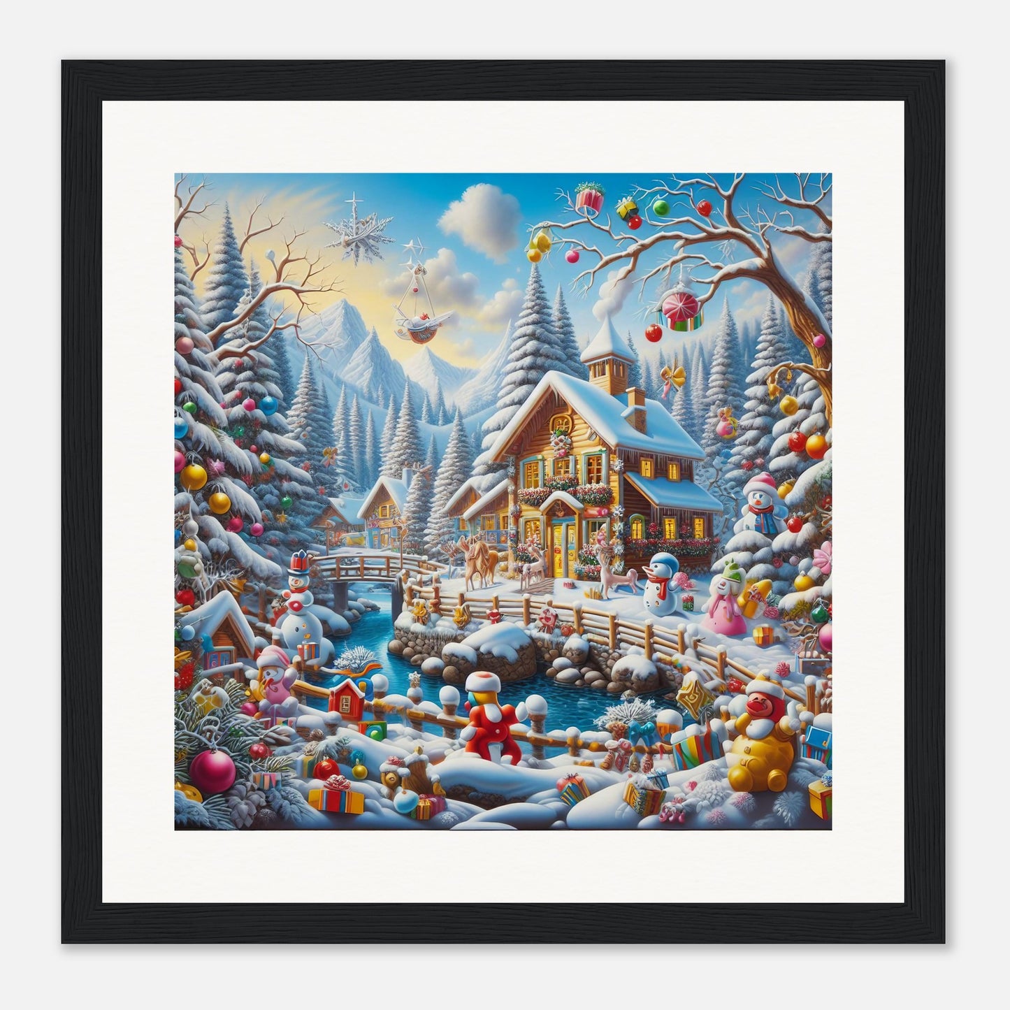 Wall Art - Winter 13 - Village nestled in a snow-covered mountain valley