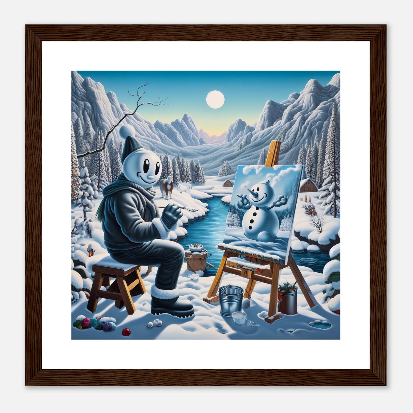 Wall Art - Winter 79 - Snowman by the river