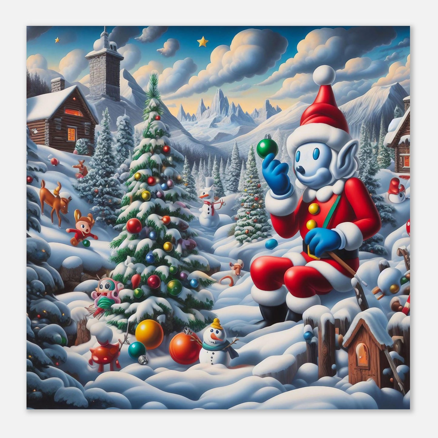 Wall Art - Winter 42 - Snowman and Christmas tree