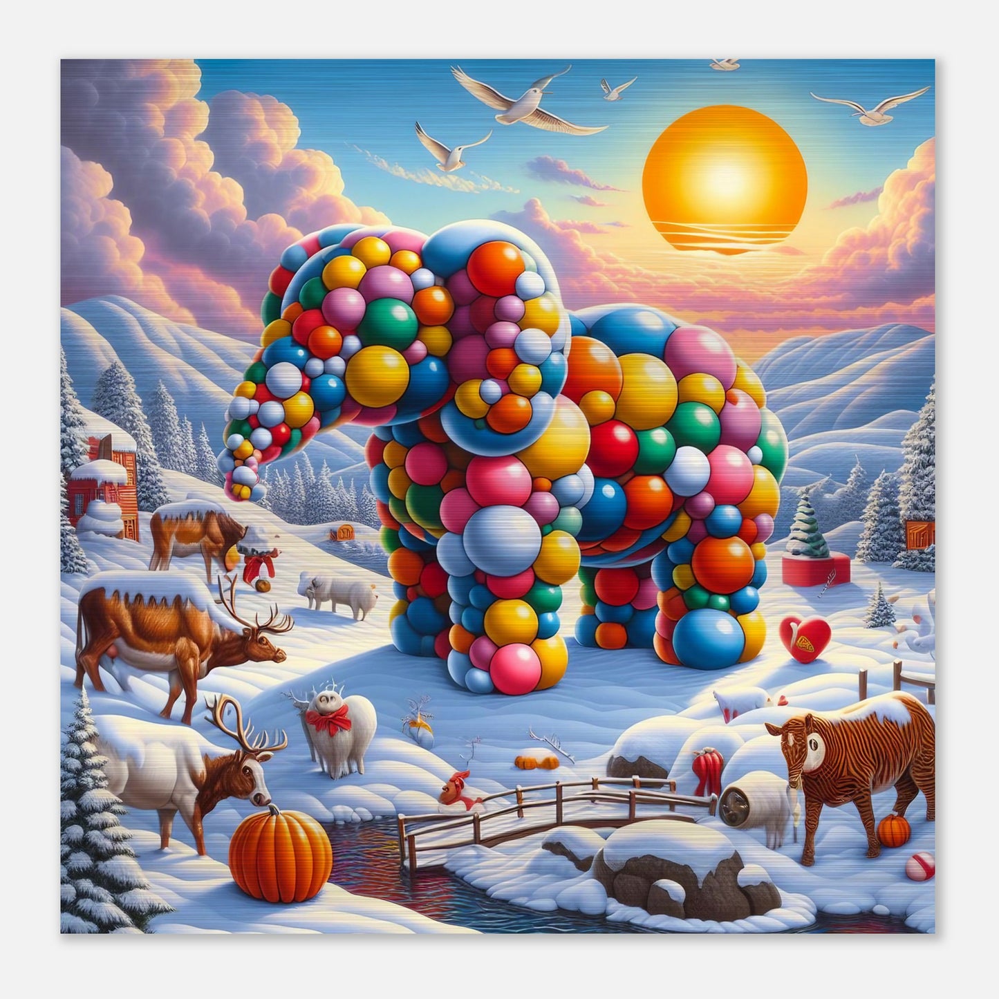 Wall Art - Winter 74 - Elephant and sun