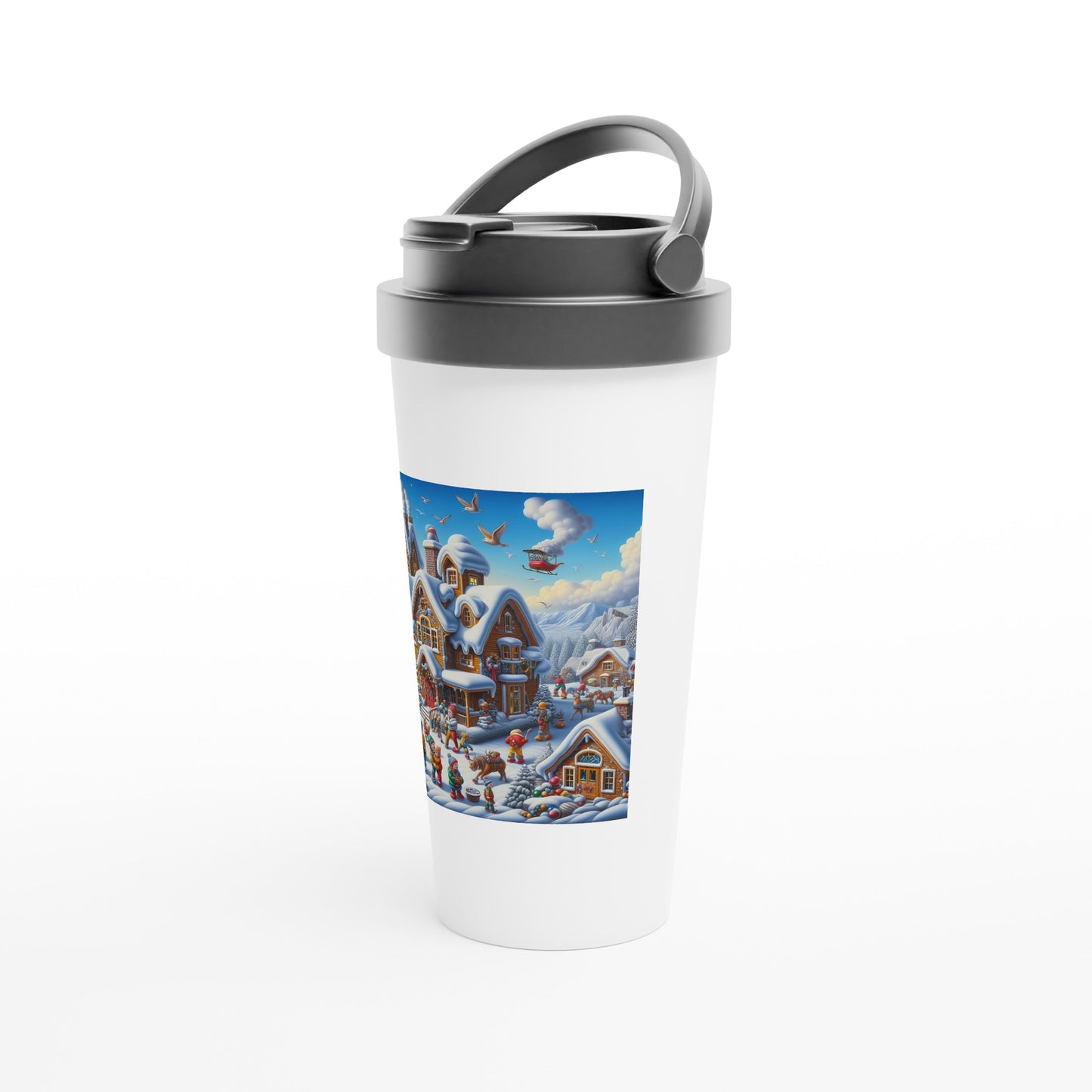 White 15oz Stainless Steel Travel Mug - Winter 65