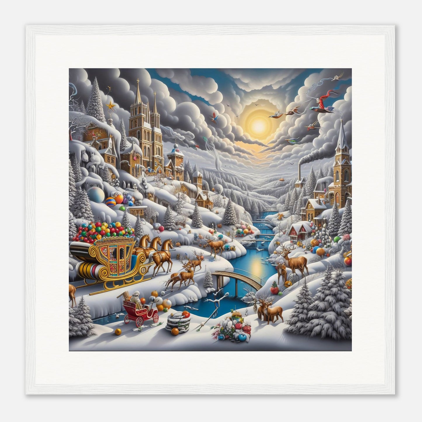 Wall Art - Winter 14 - Horses with snow sleigh