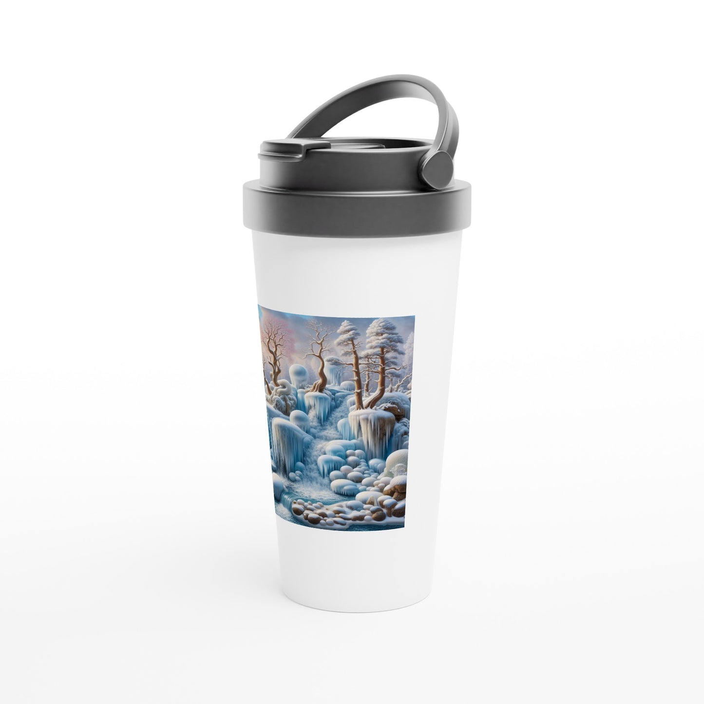 White 15oz Stainless Steel Travel Mug - Winter 92