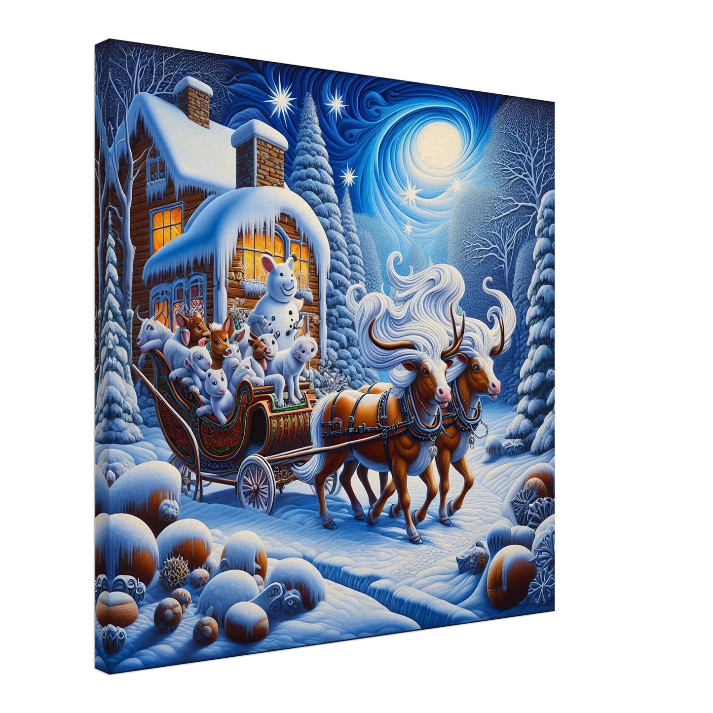 Canvas - Horses And Carriage Slim / 60X60 Cm 24X24 Print Material