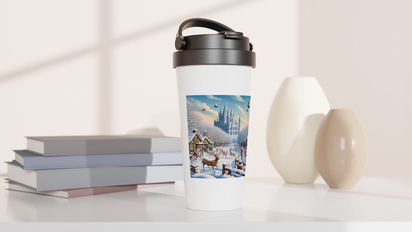 White 15oz Stainless Steel Travel Mug - Winter 58