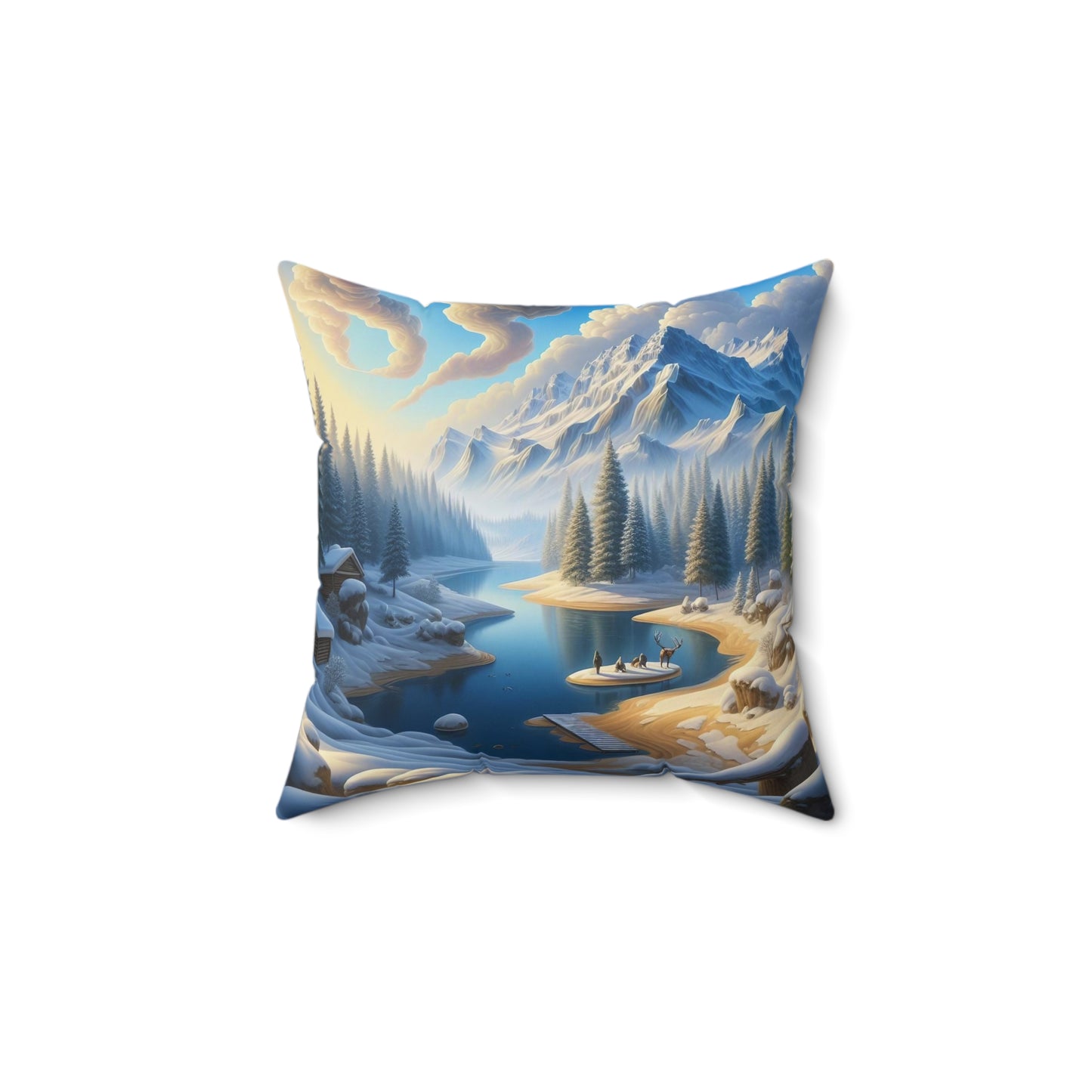 Spun Polyester Square Pillow - Winter 163