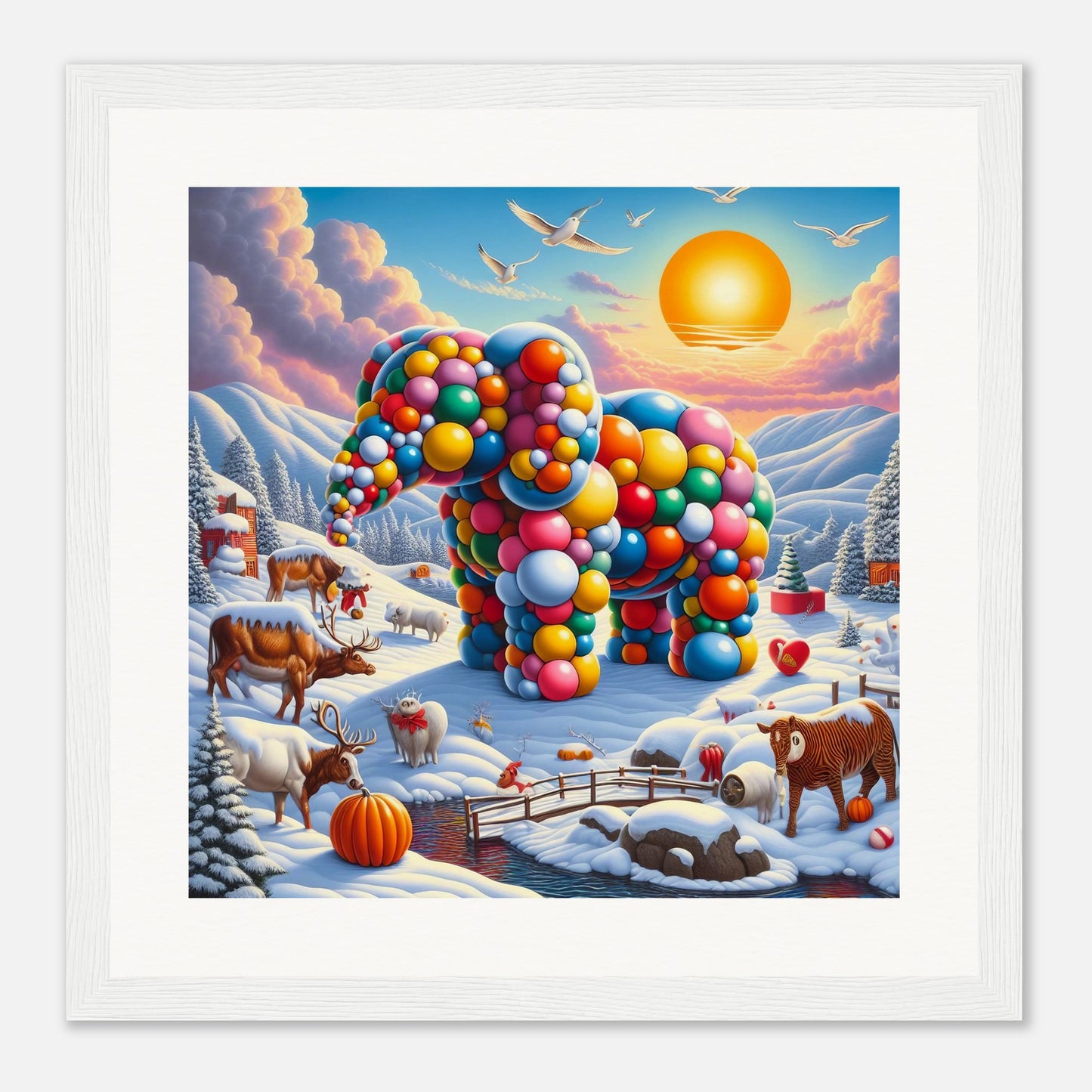 Wall Art - Winter 74 - Elephant and sun