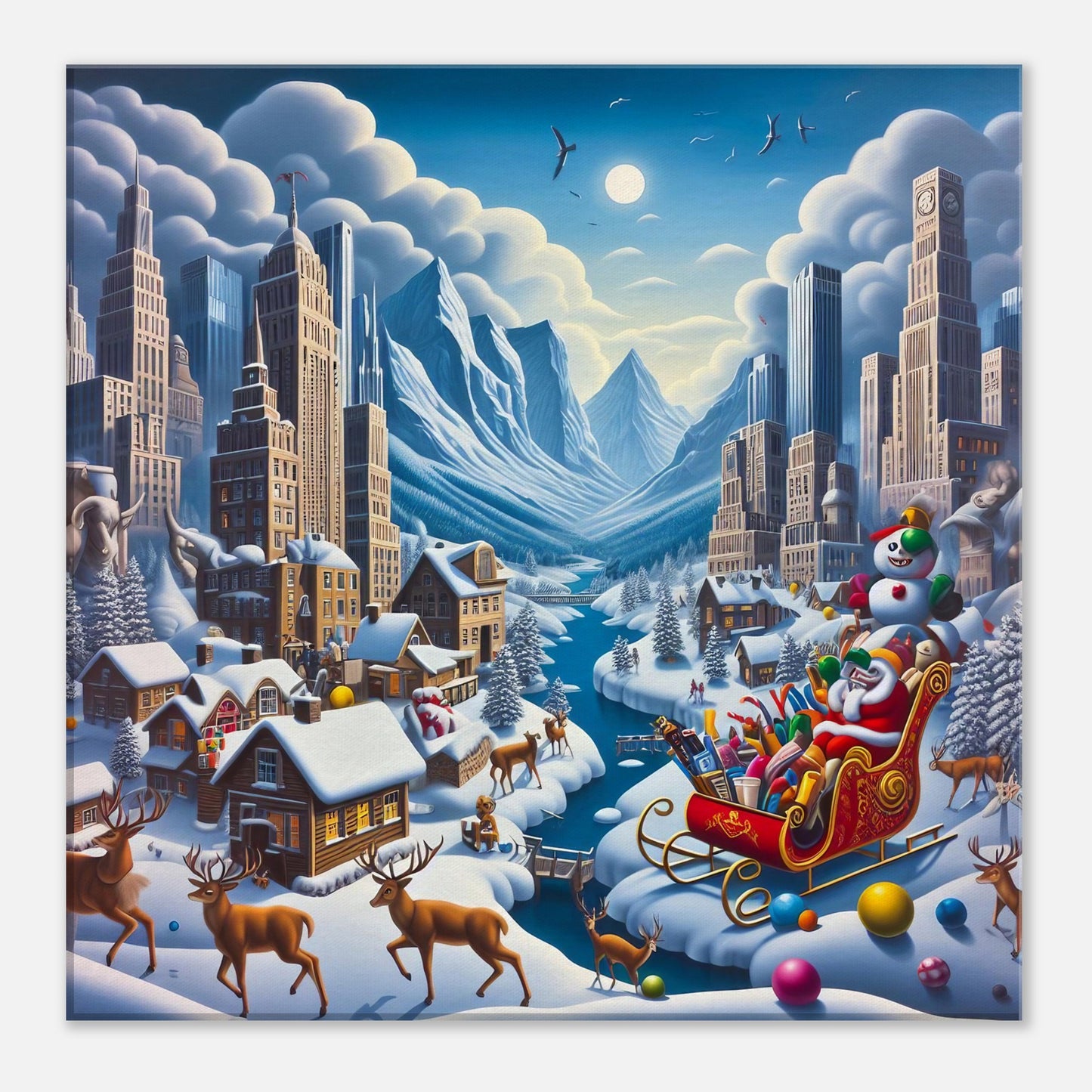 Wall Art - Winter 33 - Sleigh and river