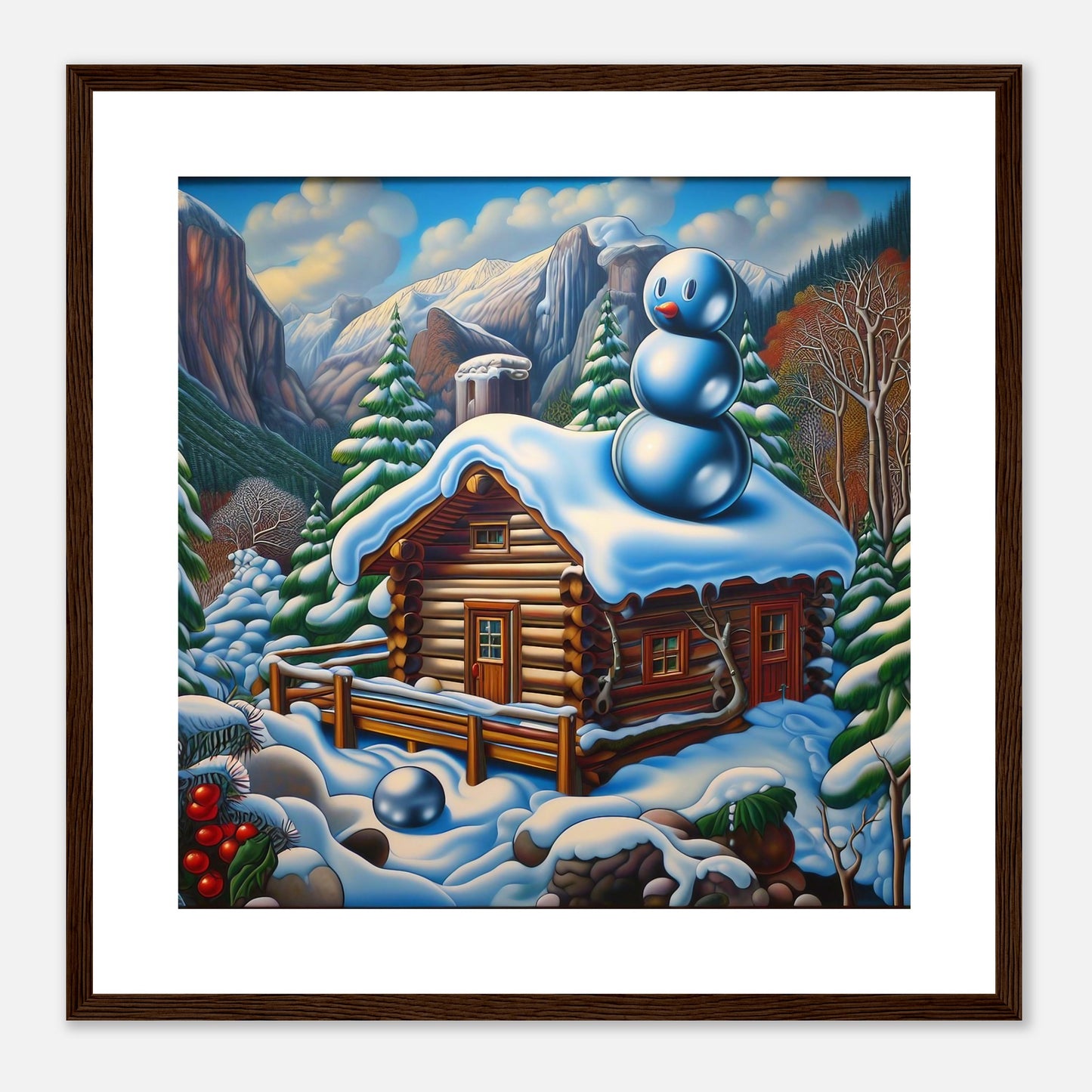 Wall Art - Winter 22 - Snowman on rooftop