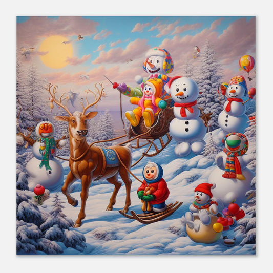 Wall Art - Winter 77 - Snowmen and a reindeer