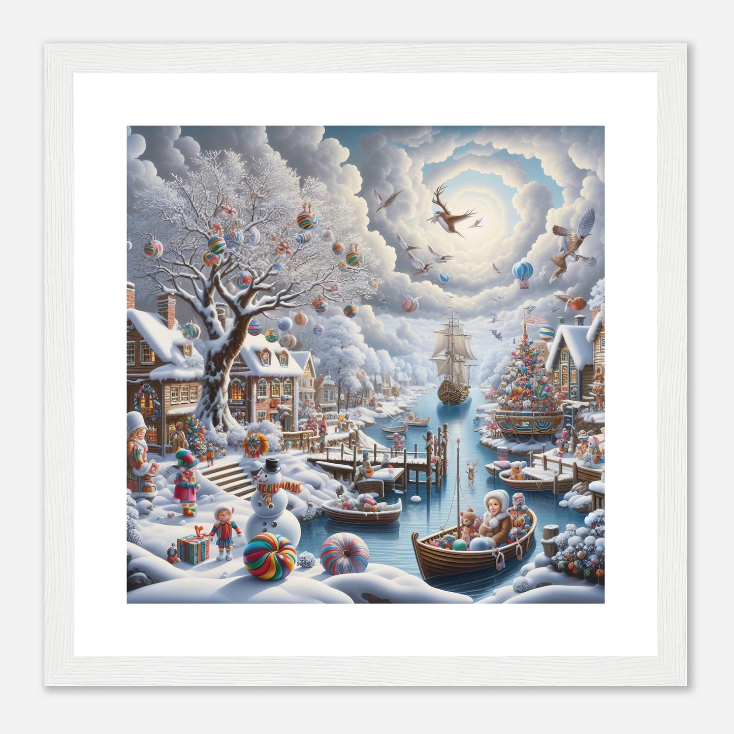 Wall Art - Winter 45 - Snowman and a sailing ship