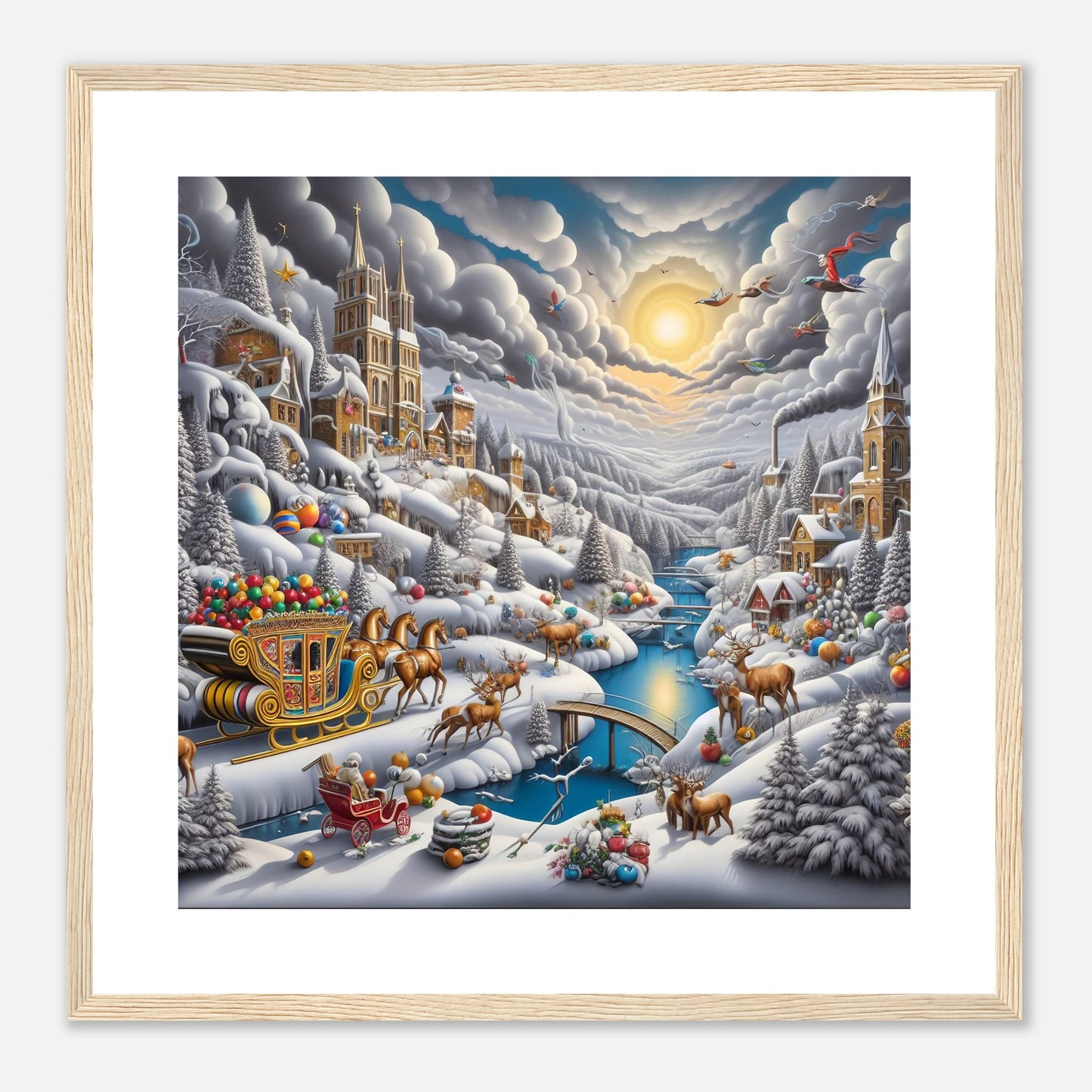 Wall Art - Winter 14 - Horses with snow sleigh