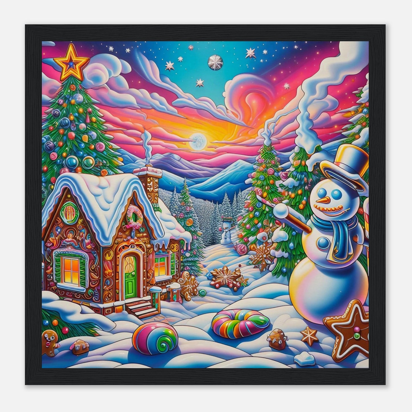 Wall art - Snowman and Gingerbread House