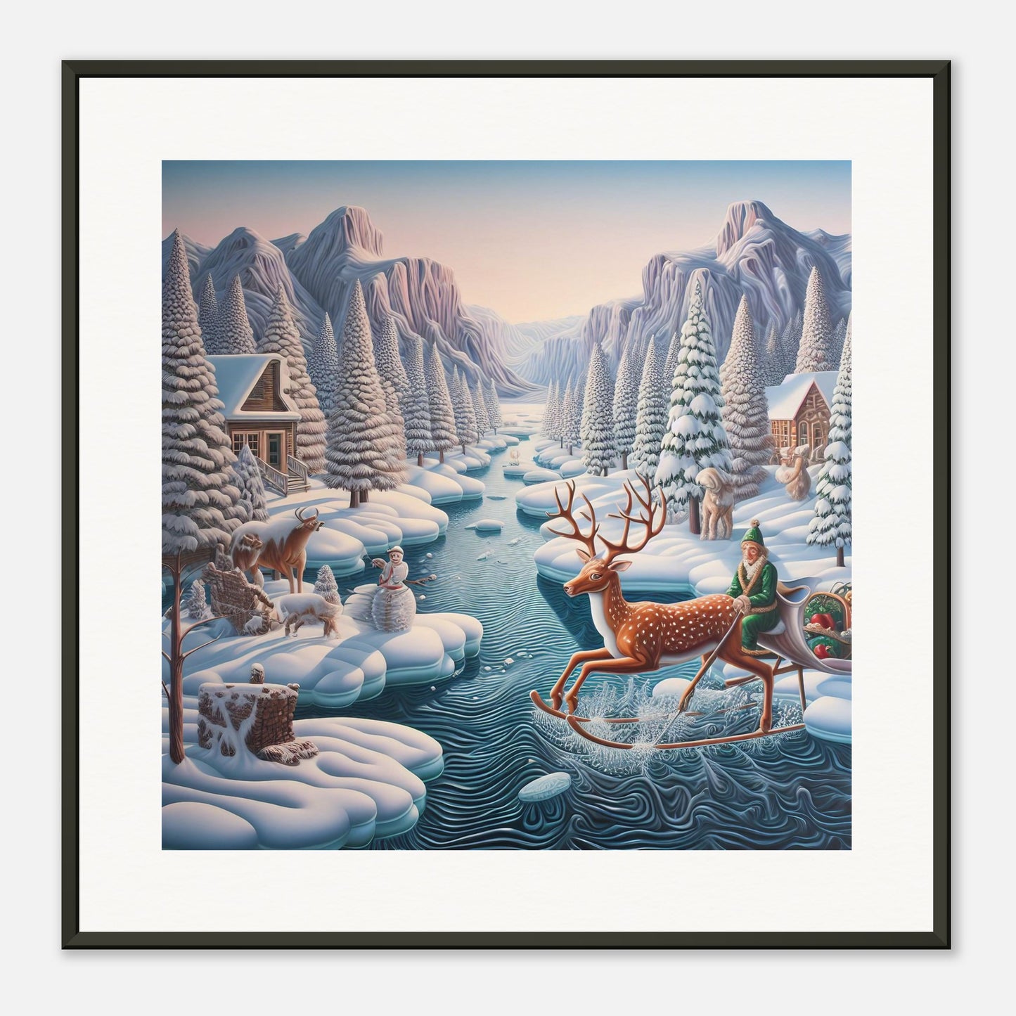 Wall Art - Winter 28 - Deer and Elf