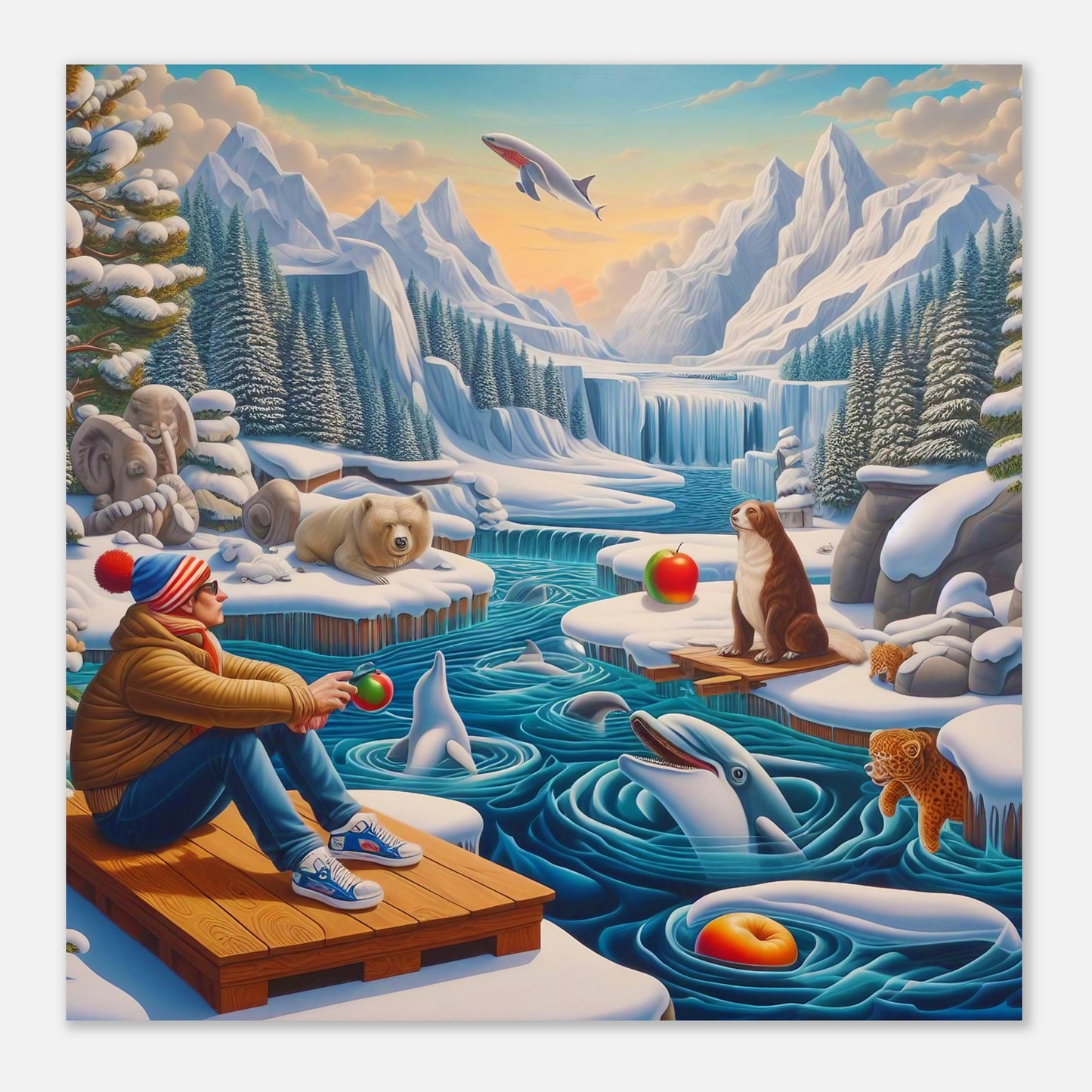 Wall Art - Winter 64 - Man by the river