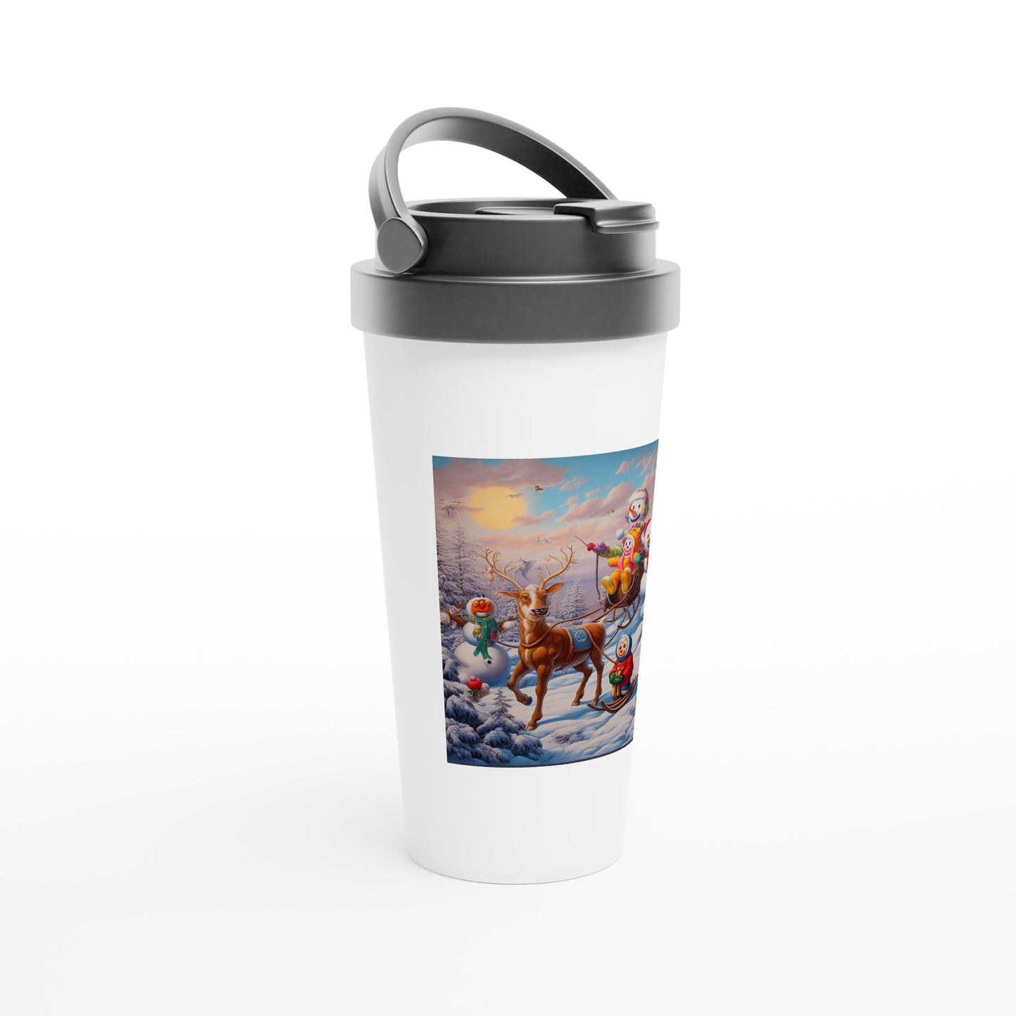 White 15oz Stainless Steel Travel Mug - Winter 77