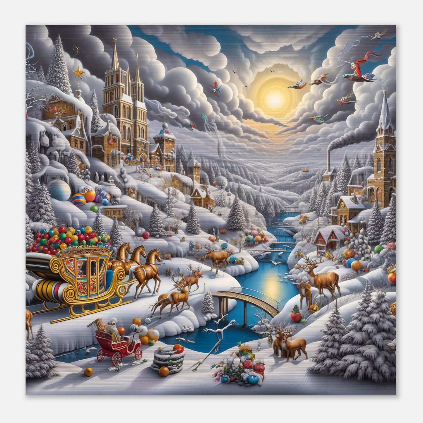 Wall Art - Winter 14 - Horses with snow sleigh