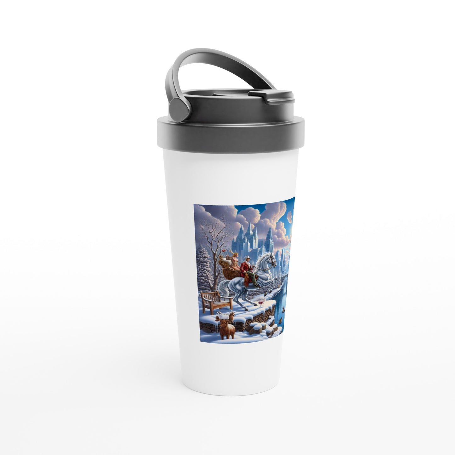 White 15oz Stainless Steel Travel Mug - Winter 69