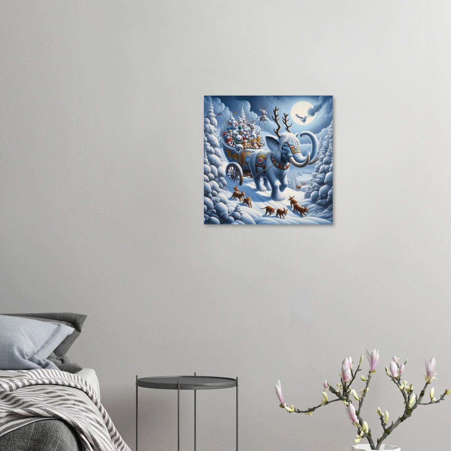 Wall art - Elephant in snow at night