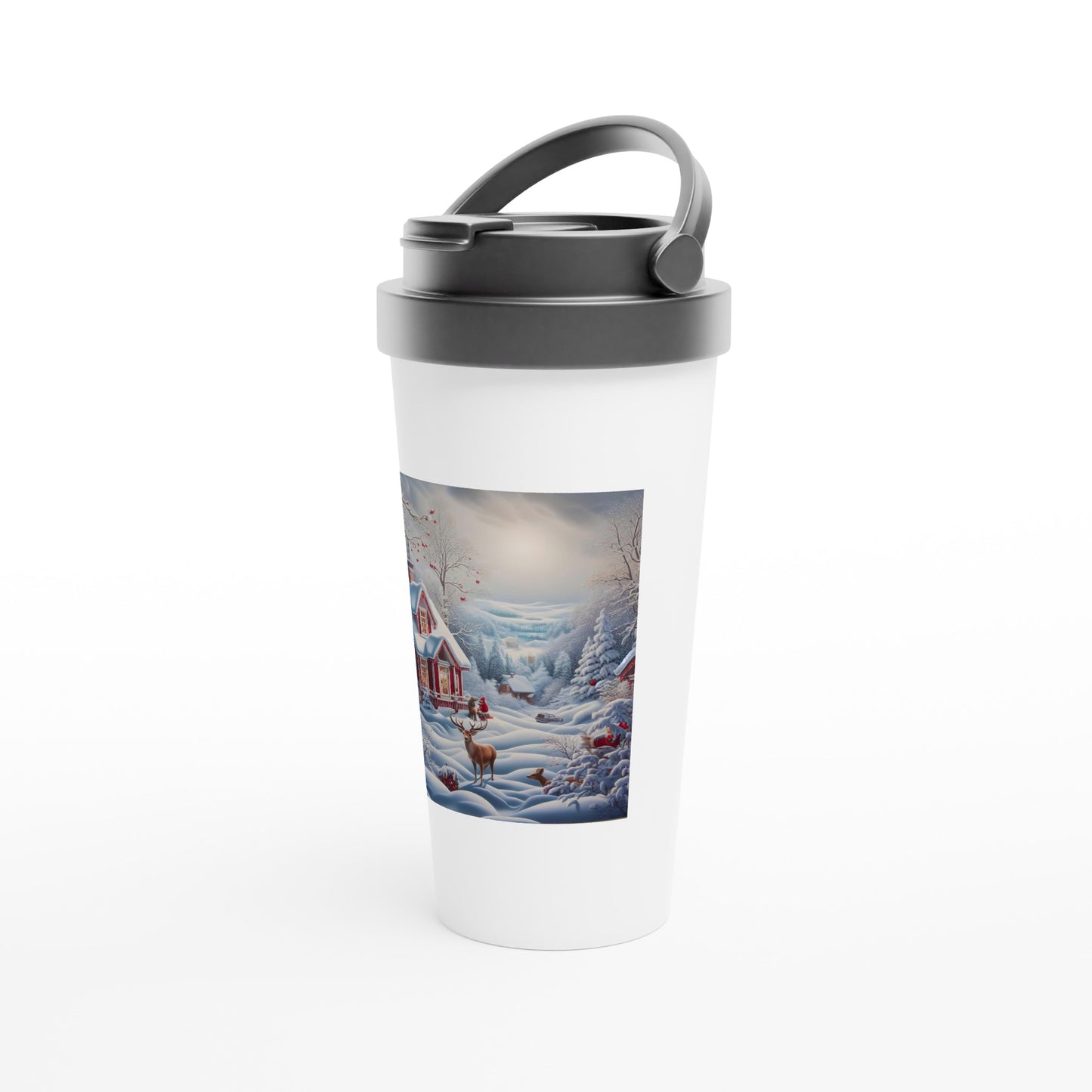 White 15oz Stainless Steel Travel Mug - Winter 141