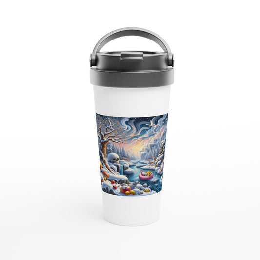 White 15oz Stainless Steel Travel Mug - Winter 82