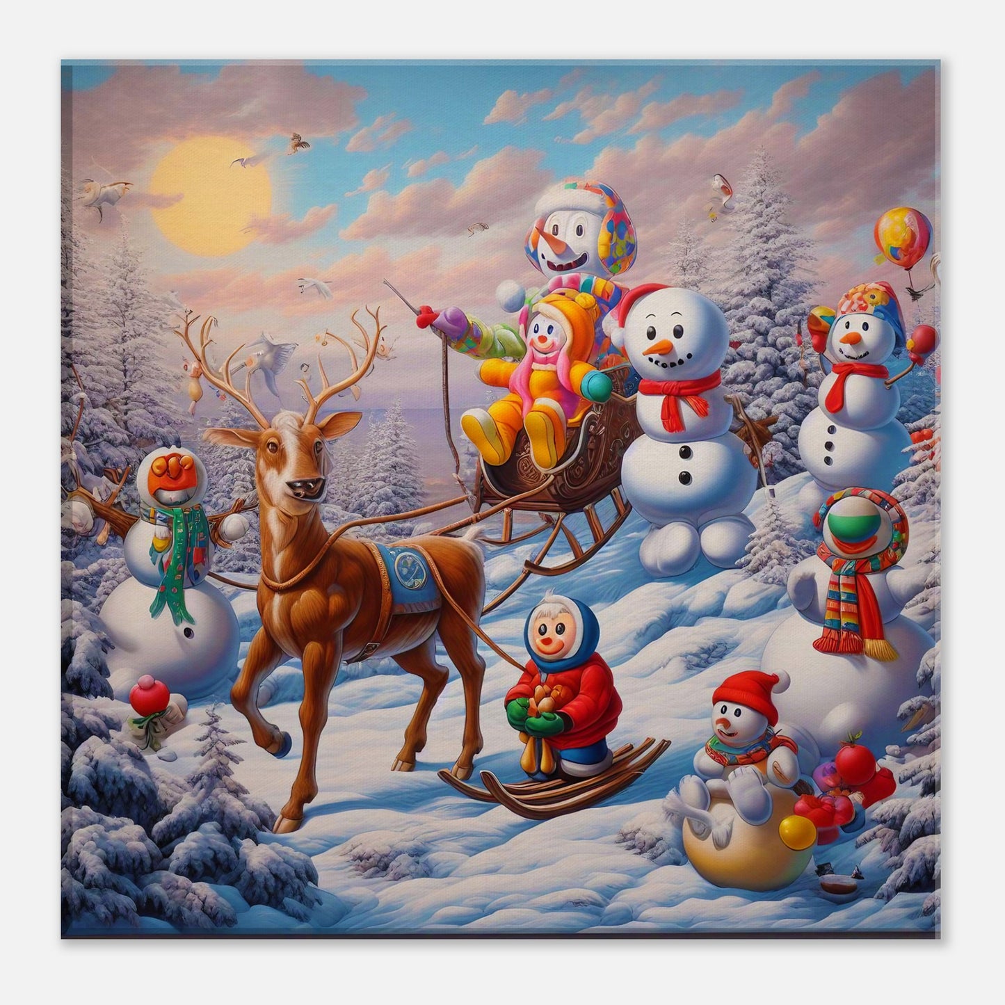 Wall Art - Winter 77 - Snowmen and a reindeer