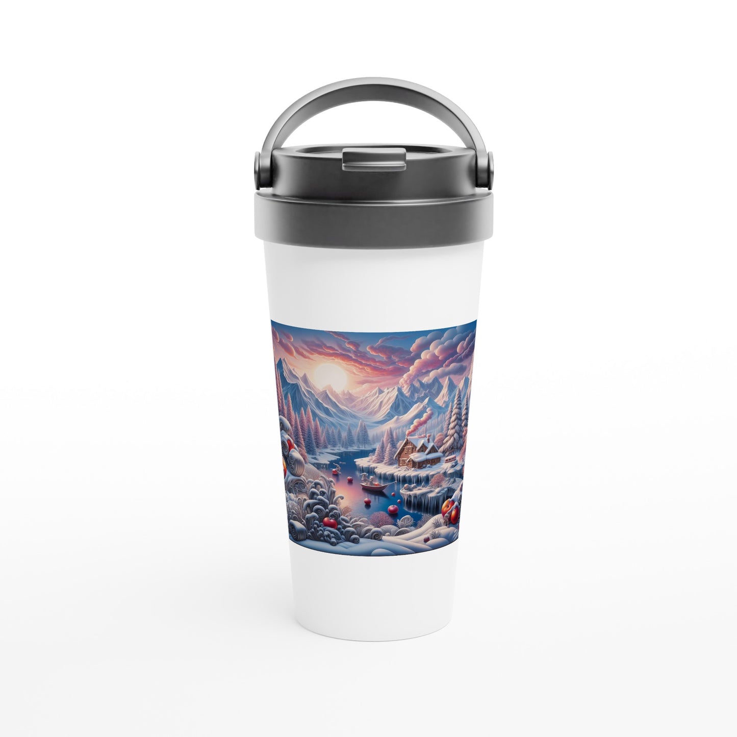 White 15oz Stainless Steel Travel Mug - Winter 62