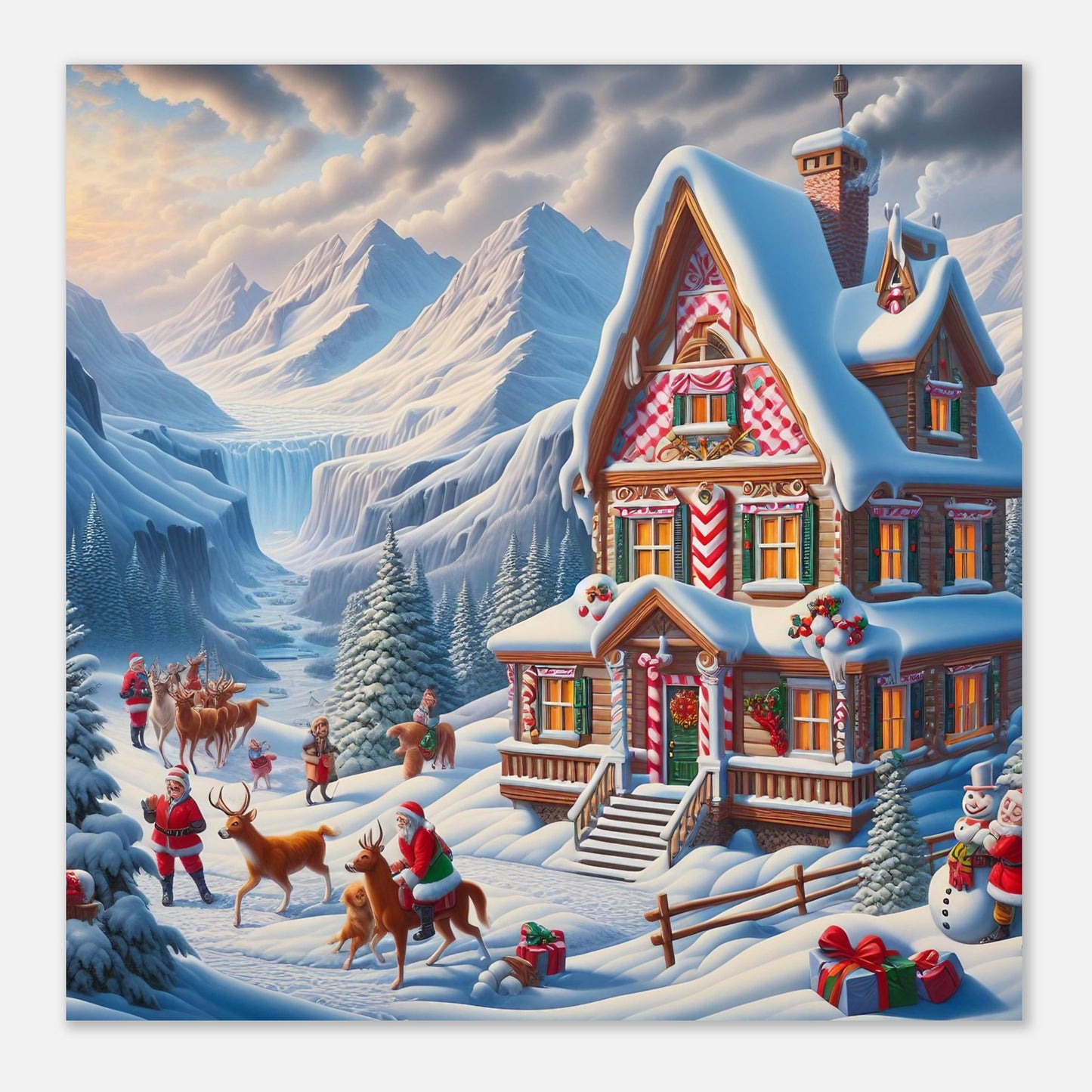 Wall Art - Winter 56 - Cottage and deer