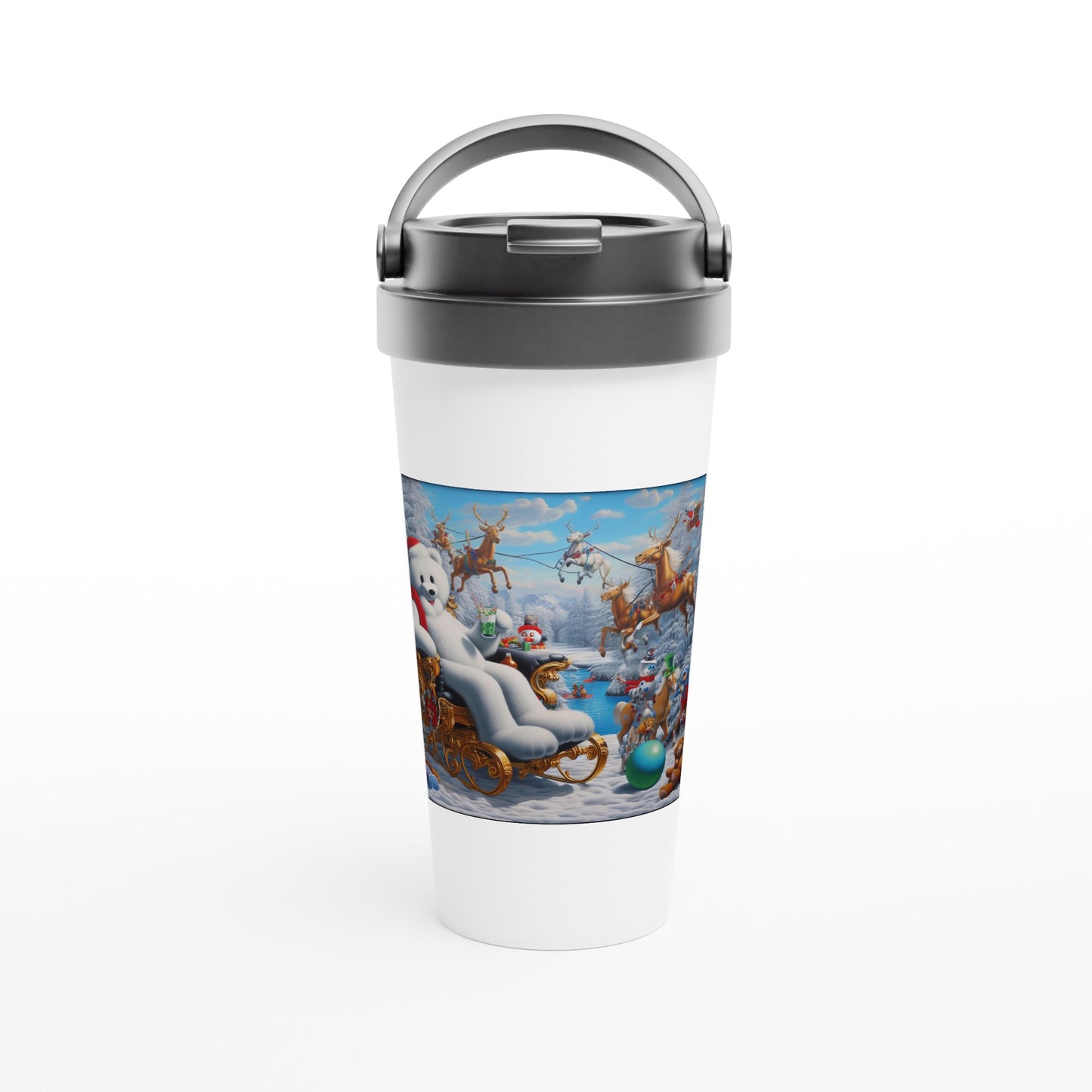 White 15oz Stainless Steel Travel Mug - Winter 51